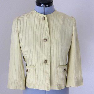 VINTAGE TALBOTS COLLECTION PETITES, GREEN LIGHT WEIGHT PLEATED SILK JACKET-SZ 2P